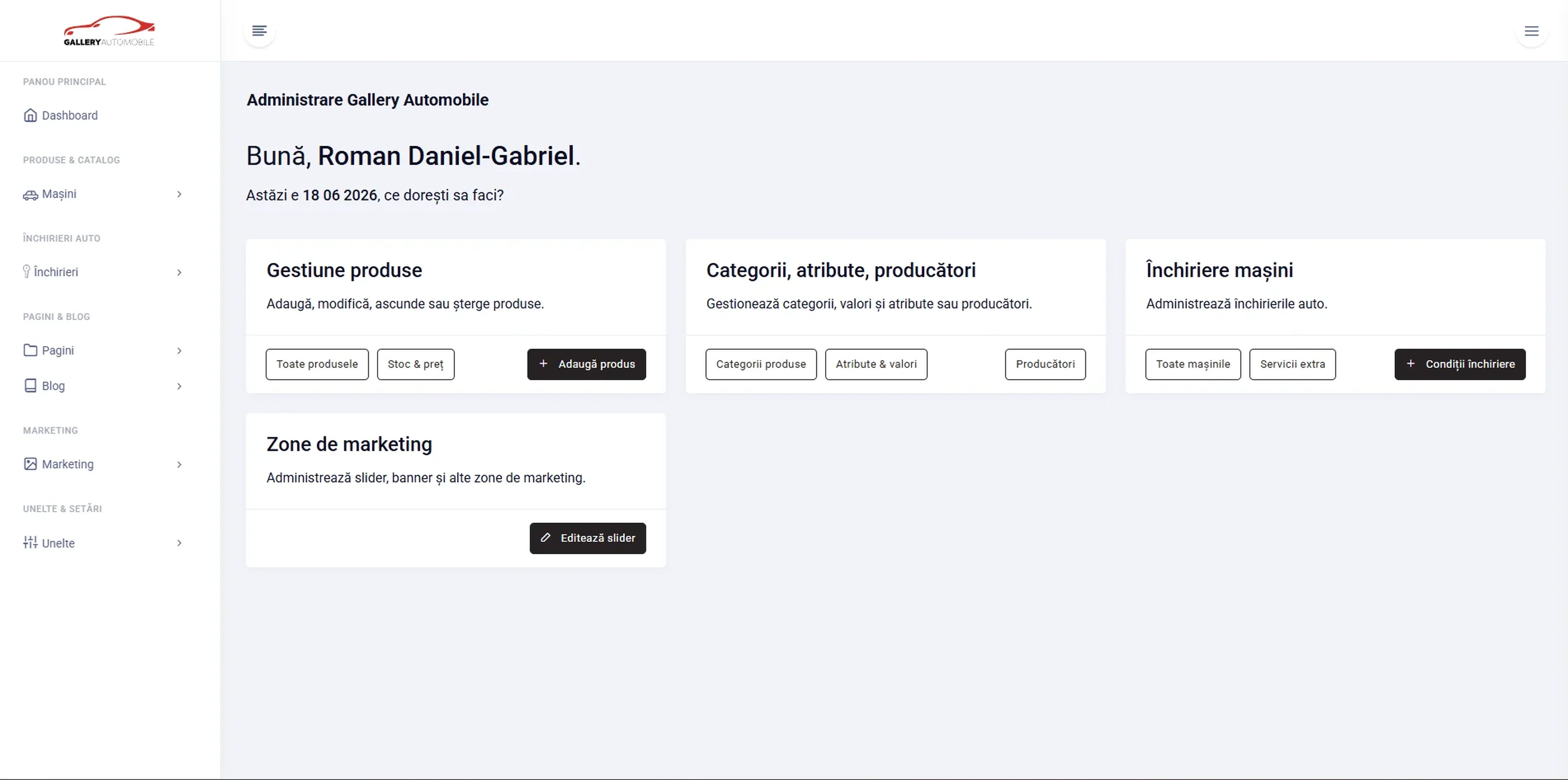 Exemplu dashboard V-CMS 1.0