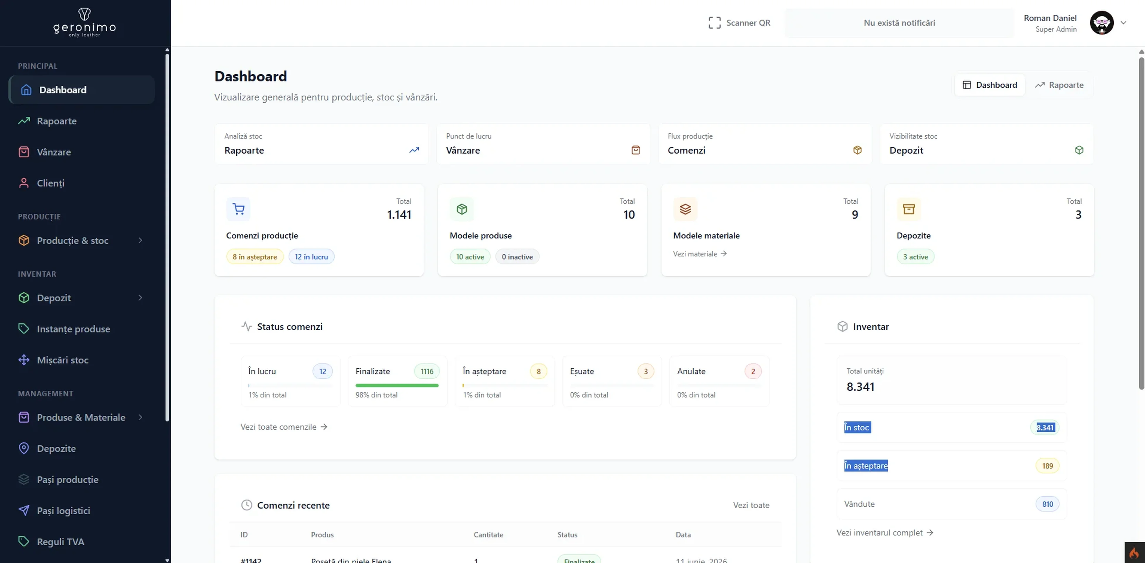 Exemplu dashboard V-CMS 2.0